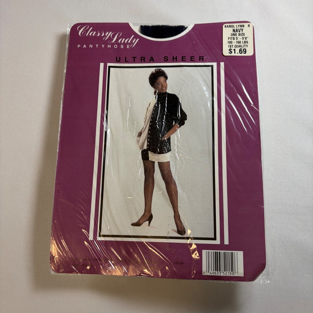 Lot of 34, Vintage Classy Lady Ultra Sheer Pantyhose Navy Blue One Size Nylon